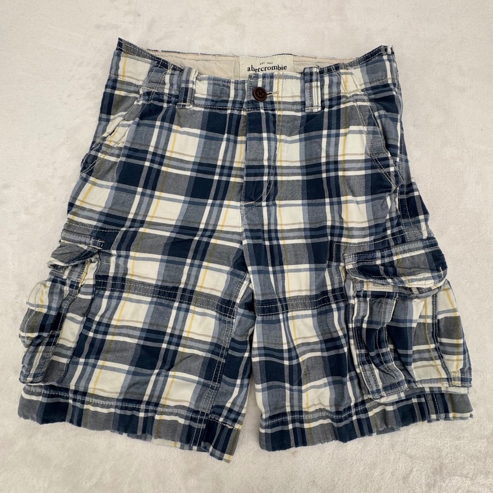 Abercrombie Y2K Plaid Cargo Shorts Mens Size 28 / Boys Size 14 100% Cotton A&F